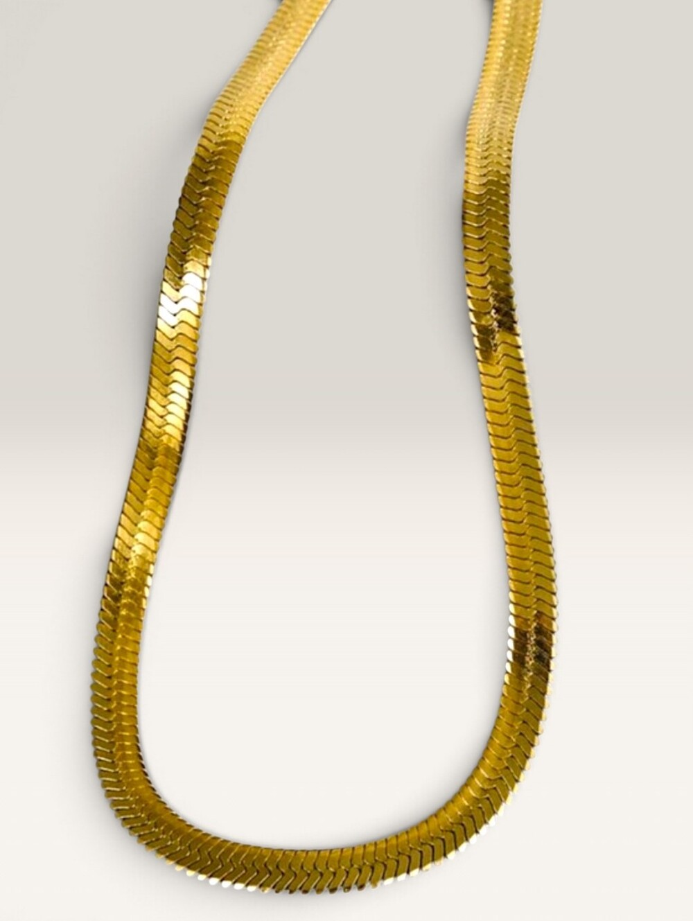 6mm Wide Gold Plated Herringbone Chain; 17.7" Plus a 2" Extender; NWOT